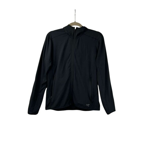Arcteryx Women's Medium Hooded Performance Athletic Jacket Black Full Zip - Picture 1 of 14